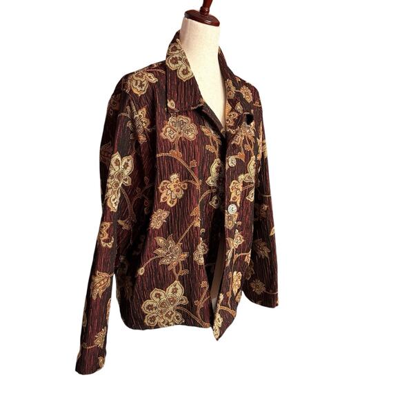 Vintage Tapestry Tantrums Collection Embroidered Jacket Pockets Buttons Size XL - Picture 3 of 7